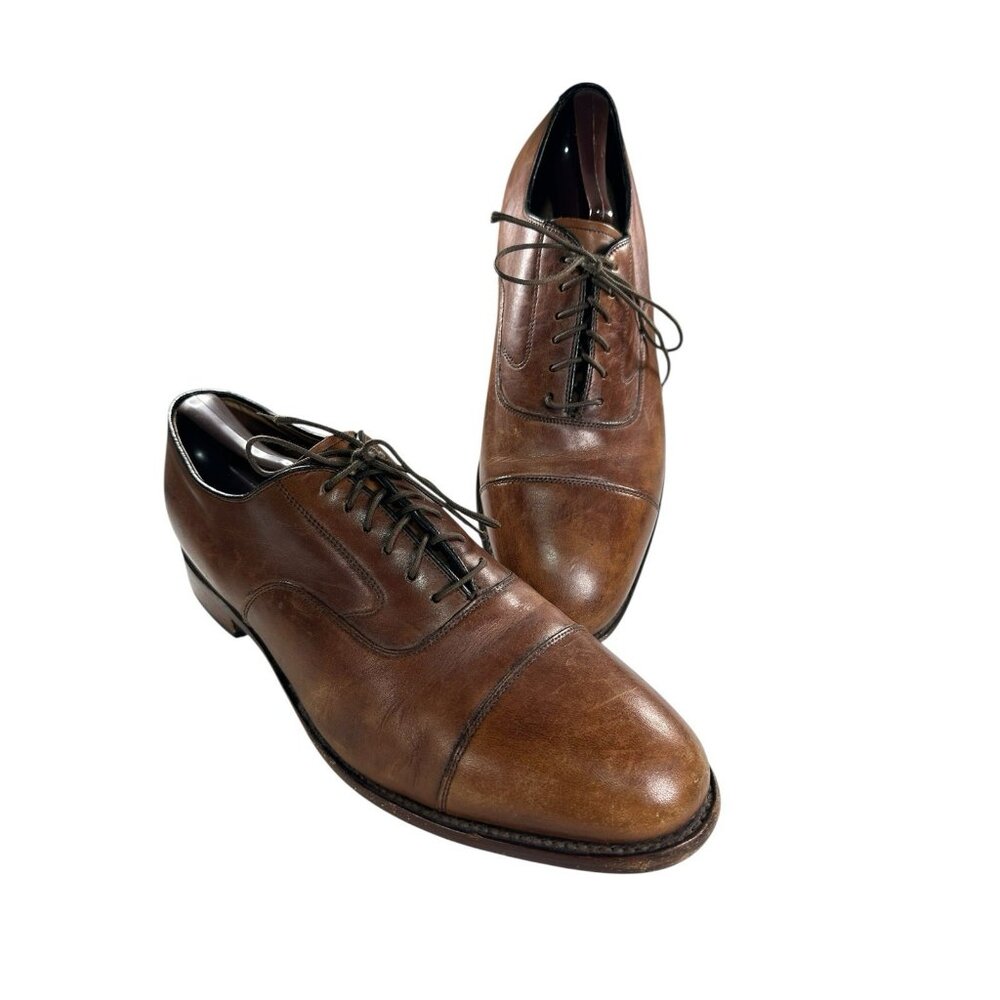 Johnston & Murphy  Mens Size 10.5 D Brown Leather Cap Toe Dress Shoes